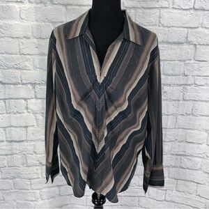 Quizz woman stretch hook front stripe Longsleeve blouse sz 20 women